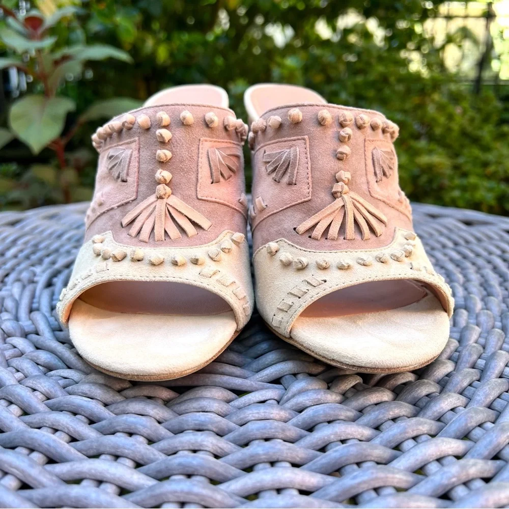 NWOT Sigerson Morrison Philip Suede Open Toe Mule Blush Sz 7.5 - Picture 5 of 11